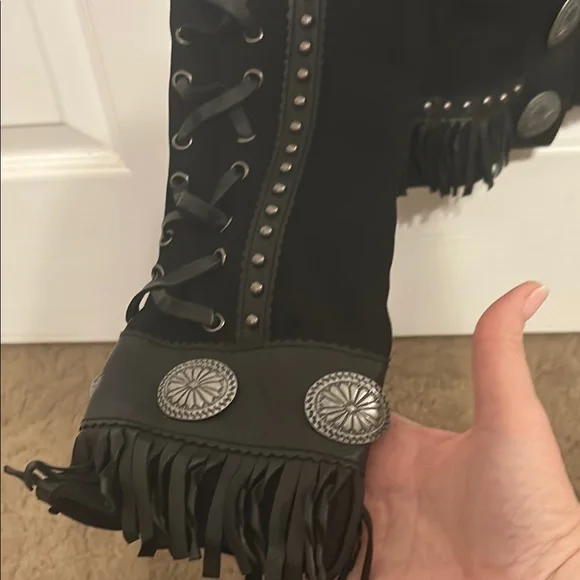 Double D Ranch Black Leather Jacket with Silver Details - Picture 3 of 5